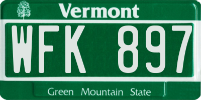 VT license plate WFK897