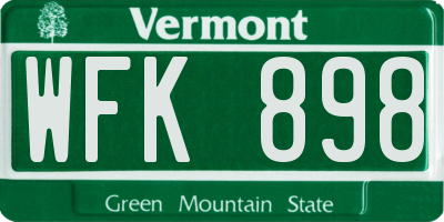 VT license plate WFK898