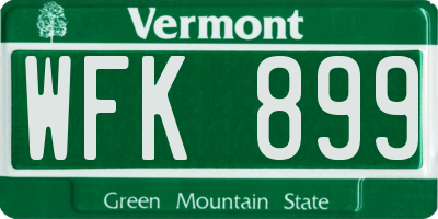 VT license plate WFK899