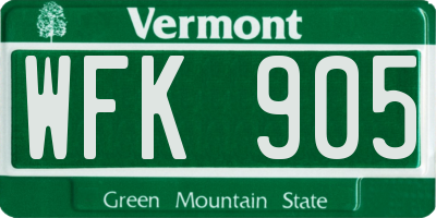 VT license plate WFK905