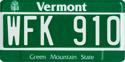 VT license plate WFK910