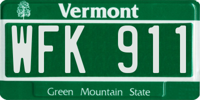 VT license plate WFK911
