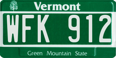 VT license plate WFK912