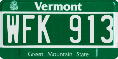 VT license plate WFK913