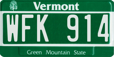 VT license plate WFK914