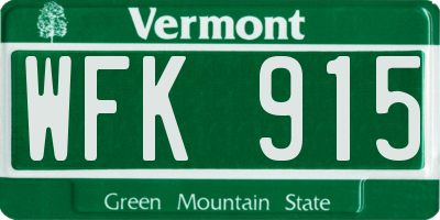 VT license plate WFK915