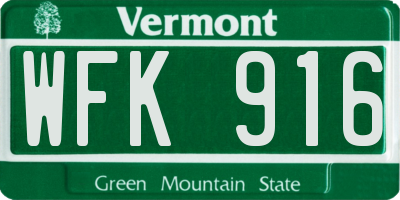 VT license plate WFK916