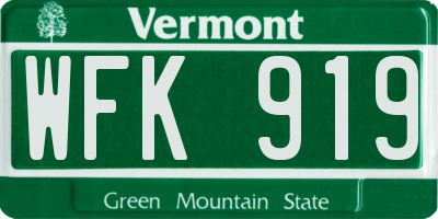 VT license plate WFK919