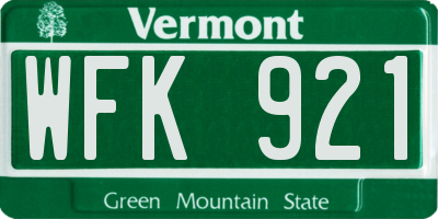 VT license plate WFK921