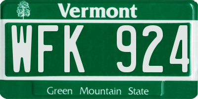VT license plate WFK924