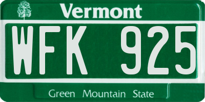 VT license plate WFK925
