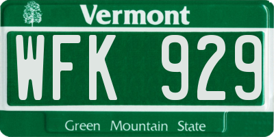 VT license plate WFK929
