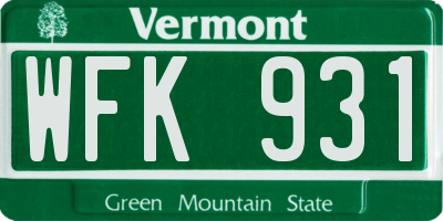 VT license plate WFK931