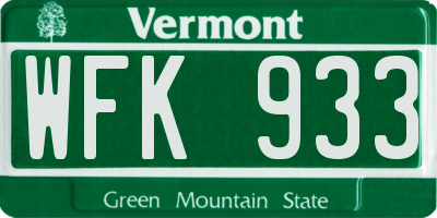 VT license plate WFK933