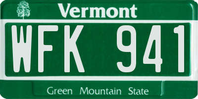 VT license plate WFK941