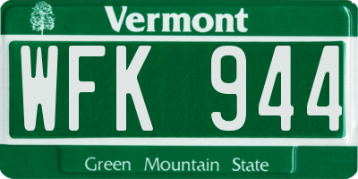 VT license plate WFK944