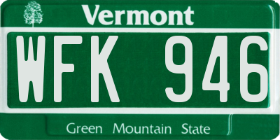 VT license plate WFK946