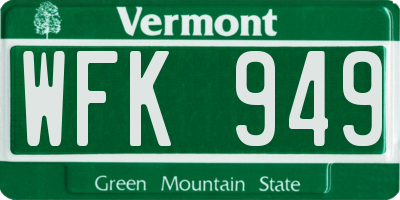 VT license plate WFK949