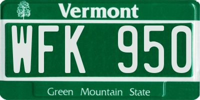 VT license plate WFK950