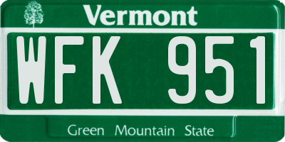 VT license plate WFK951