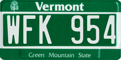VT license plate WFK954