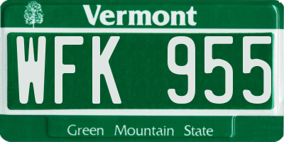 VT license plate WFK955