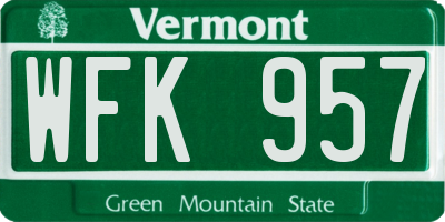 VT license plate WFK957