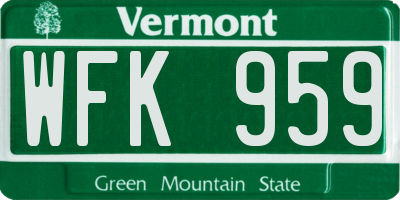VT license plate WFK959