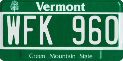 VT license plate WFK960