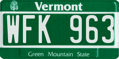 VT license plate WFK963