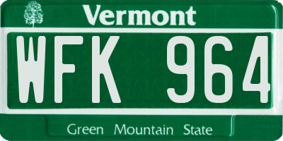 VT license plate WFK964