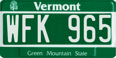 VT license plate WFK965