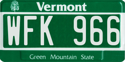 VT license plate WFK966