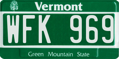 VT license plate WFK969