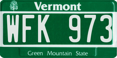 VT license plate WFK973