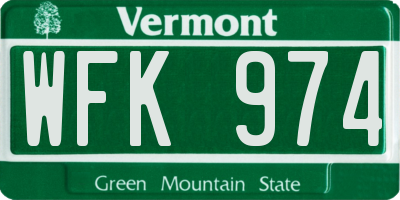 VT license plate WFK974