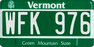 VT license plate WFK976