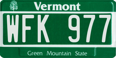 VT license plate WFK977