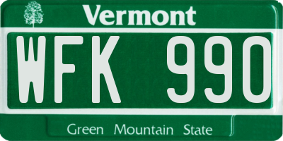 VT license plate WFK990