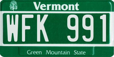 VT license plate WFK991