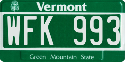 VT license plate WFK993