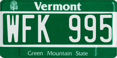VT license plate WFK995