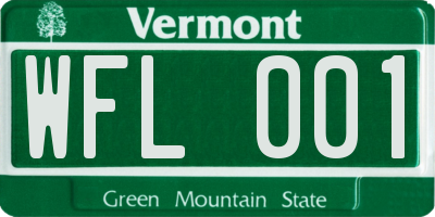 VT license plate WFL001