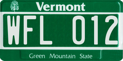 VT license plate WFL012