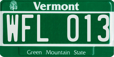 VT license plate WFL013