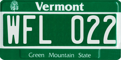 VT license plate WFL022