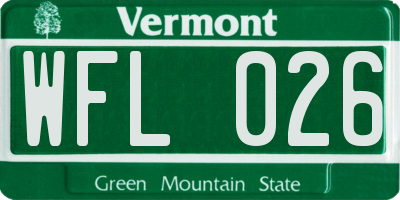 VT license plate WFL026
