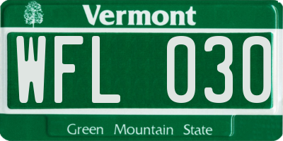 VT license plate WFL030