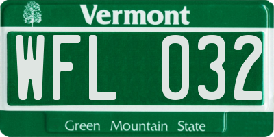 VT license plate WFL032