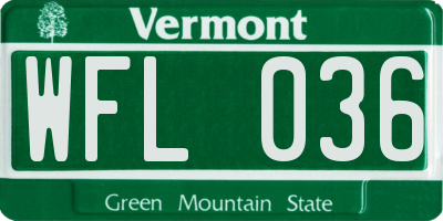 VT license plate WFL036